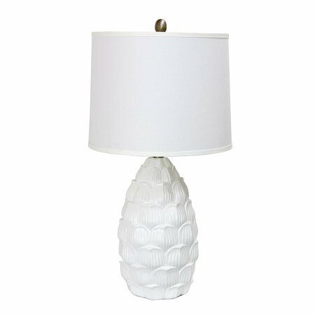 LALIA HOME 28-in. Tall Coastal Seashell Traditional Table Lamp with White Shade, White LHT-4024-WH